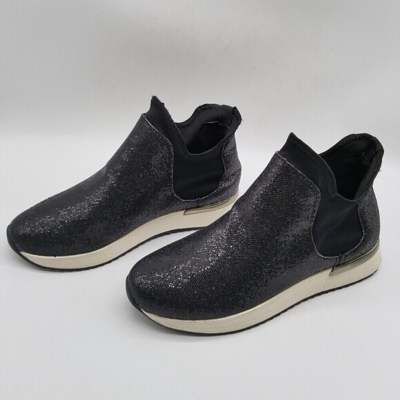 Kenneth Cole Reaction Womens Cameron Jogger Black Sequin Chelsea Boots 5.5 - Picture 2 of 8